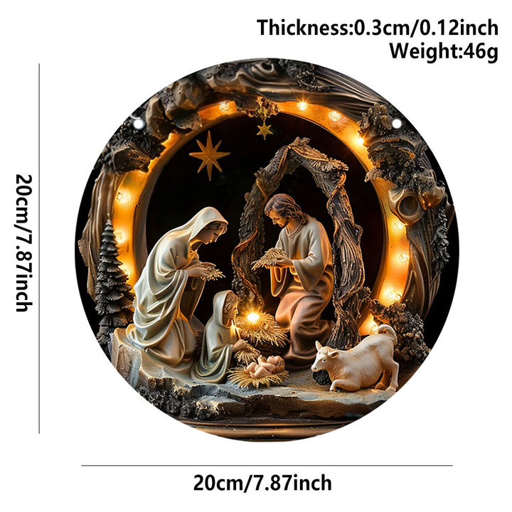 Christianartworkshop Realistic Style Nativity Scene Holy Night Wooden Christmas Nativity Hanging Ornaments - image 6
