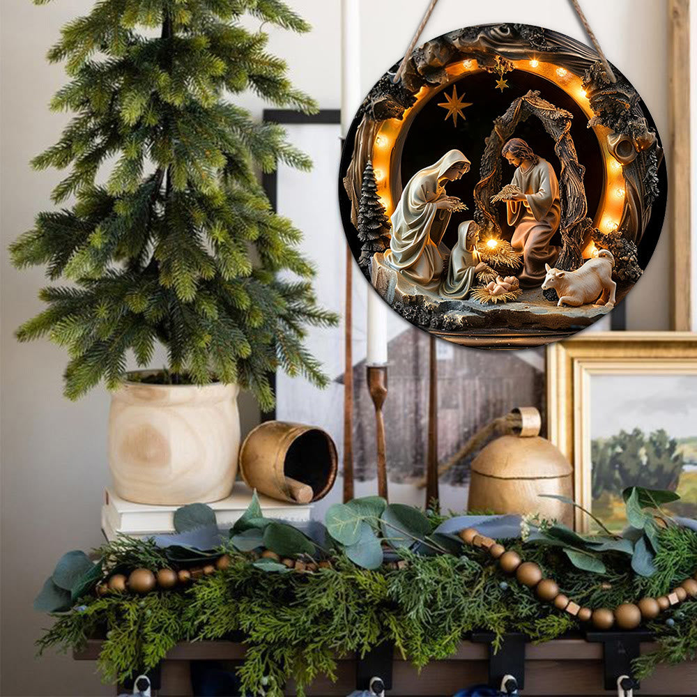 Christianartworkshop Realistic Style Nativity Scene Holy Night Wooden Christmas Nativity Hanging Ornaments - image 4