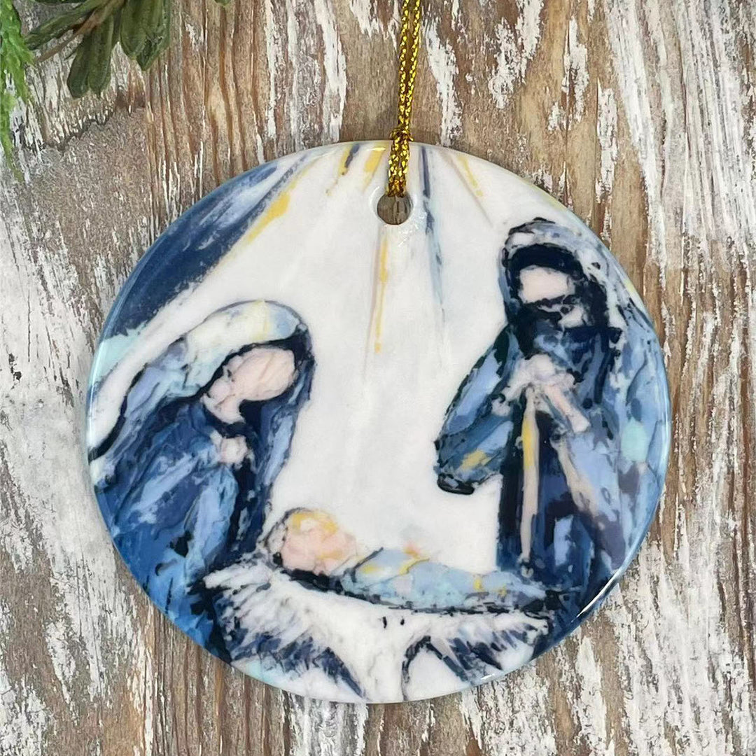 Christianartworkshop Colored Style Nativity Scene Sketch Acrylic Christmas Nativity Hanging Ornaments - Ceramics - image 0