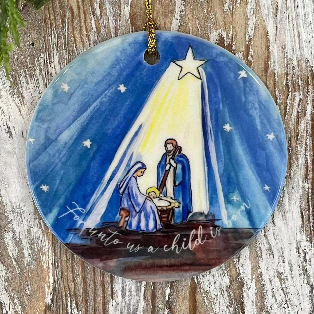 Christianartworkshop Colored Style Nativity Scene Starry Night Acrylic Christmas Nativity Hanging Ornaments - Ceramics - image 0