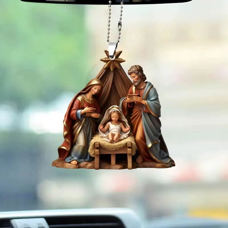 Christianartworkshop Classic Colored Style Nativity Scene Star Topper Christmas Nativity Hanging Ornaments - image 1