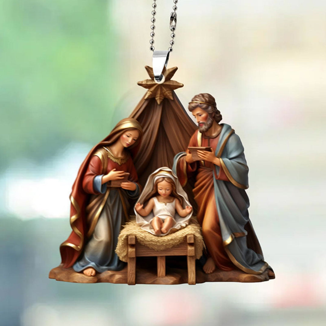 Christianartworkshop Classic Colored Style Nativity Scene Star Topper Christmas Nativity Hanging Ornaments - Nativity Scene - image 0
