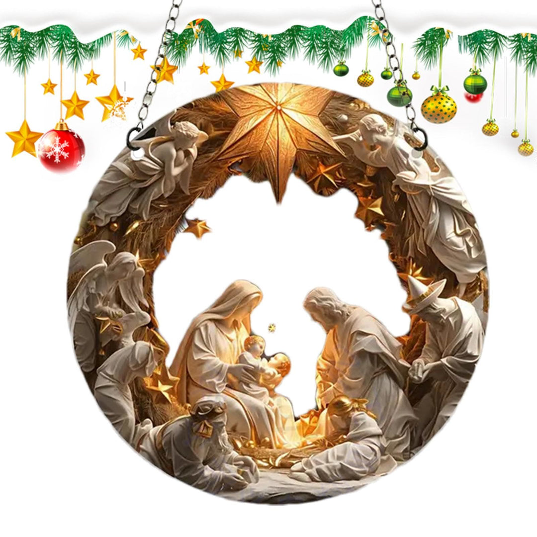 Christianartworkshop Classic Realistic Style Nativity Scene Shining Star Topper Christmas Nativity Hanging Ornaments - image 4