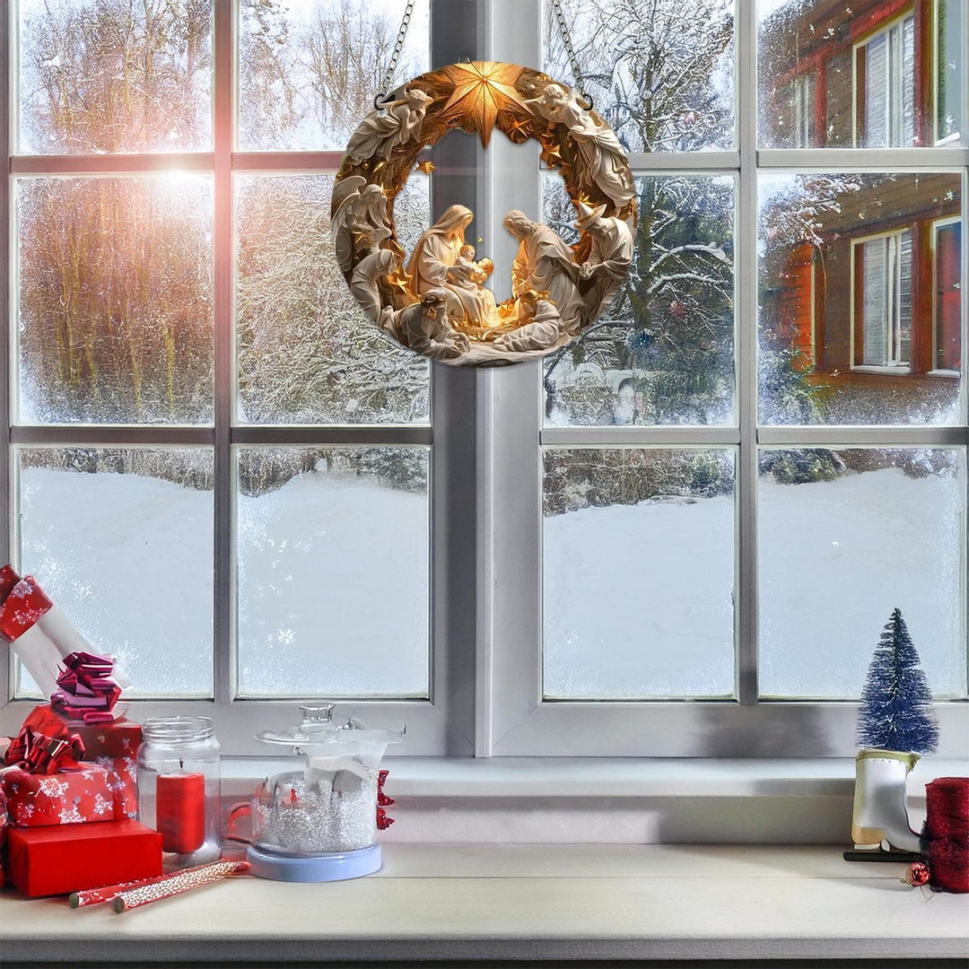 Christianartworkshop Classic Realistic Style Nativity Scene Shining Star Topper Christmas Nativity Hanging Ornaments - image 3