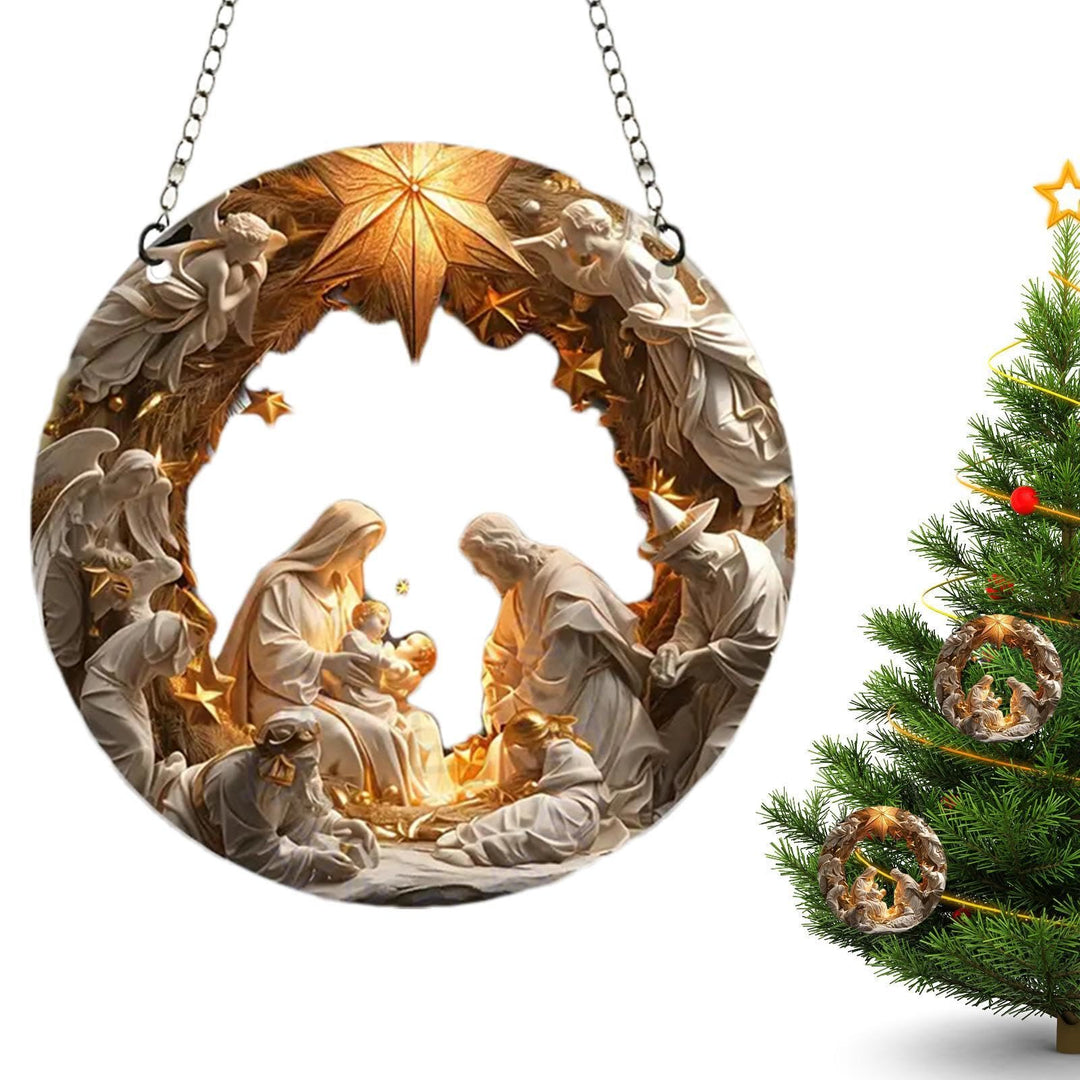Christianartworkshop Classic Realistic Style Nativity Scene Shining Star Topper Christmas Nativity Hanging Ornaments - image 6