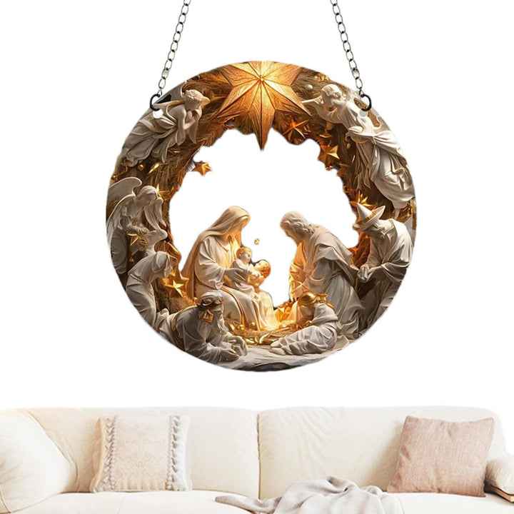 Christianartworkshop Classic Realistic Style Nativity Scene Shining Star Topper Christmas Nativity Hanging Ornaments - image 5