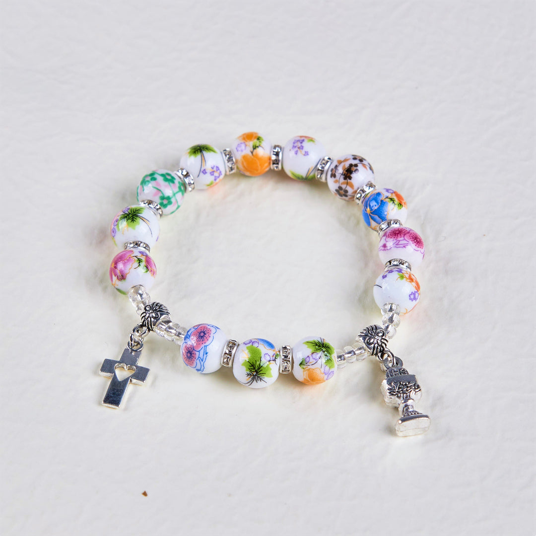 Christianartworkshop Colorful Style Ceramics Beads Holy Gail One Decade Bracelet - image 5