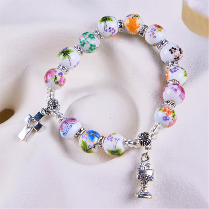 Christianartworkshop Colorful Style Ceramics Beads Holy Gail One Decade Bracelet - image 3