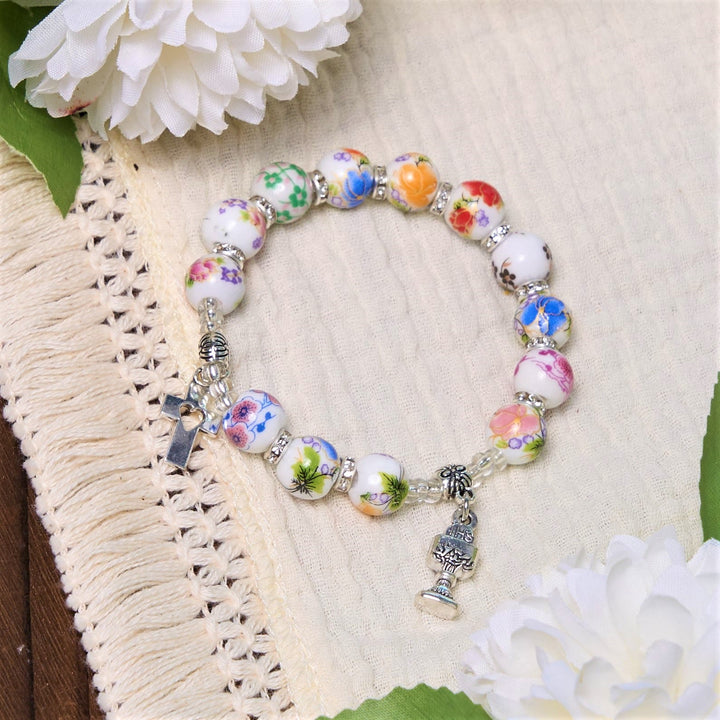Christianartworkshop Colorful Style Ceramics Beads Holy Gail One Decade Bracelet - Ceramics Beads - image 0