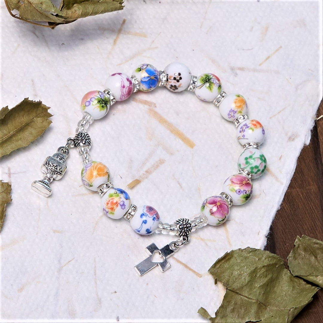 Christianartworkshop Colorful Style Ceramics Beads Holy Gail One Decade Bracelet - image 2