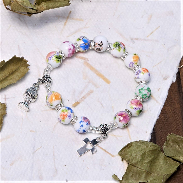 Christianartworkshop Colorful Style Ceramics Beads Holy Gail One Decade Bracelet - image 2