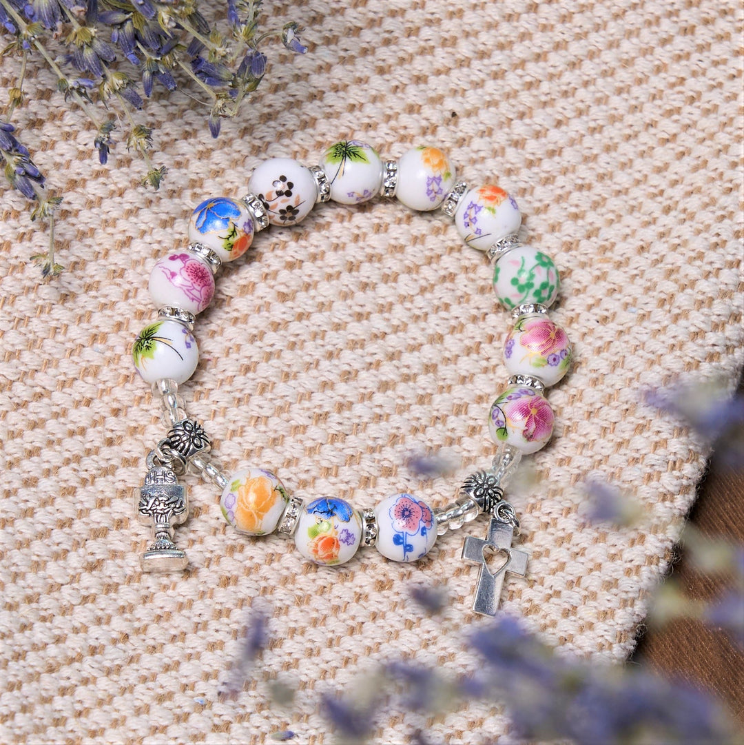 Christianartworkshop Colorful Style Ceramics Beads Holy Gail One Decade Bracelet - image 1