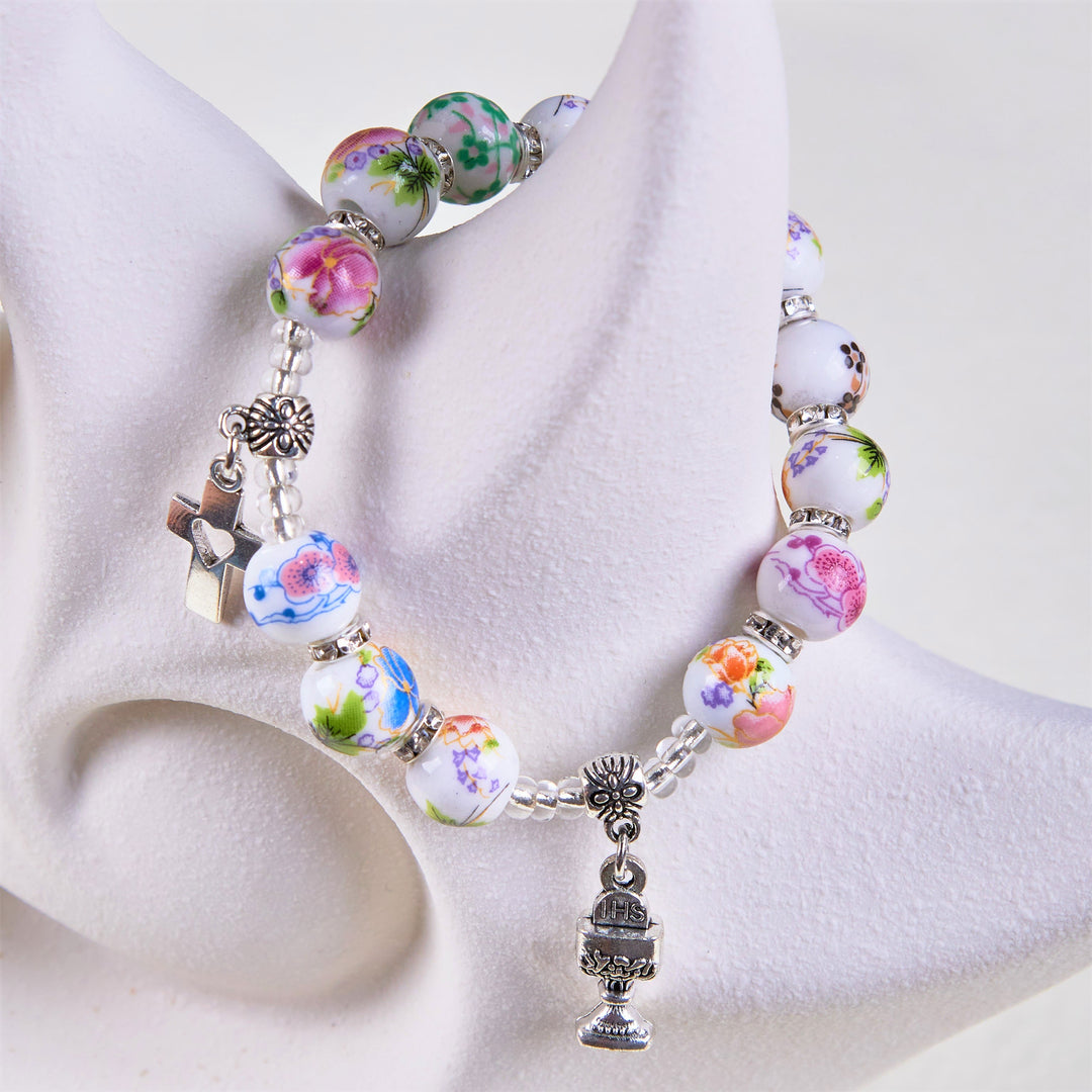 Christianartworkshop Colorful Style Ceramics Beads Holy Gail One Decade Bracelet - image 4