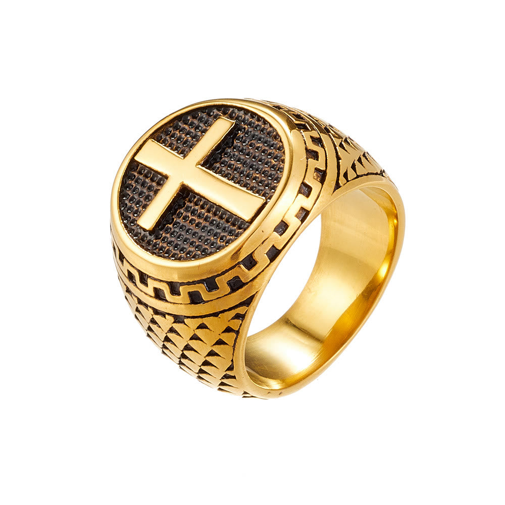Christianartworkshop Crafted Classic Style Cross Sacred Protection Stainless Steel Ring - Retro - AU Size Y（US 12） - image 5