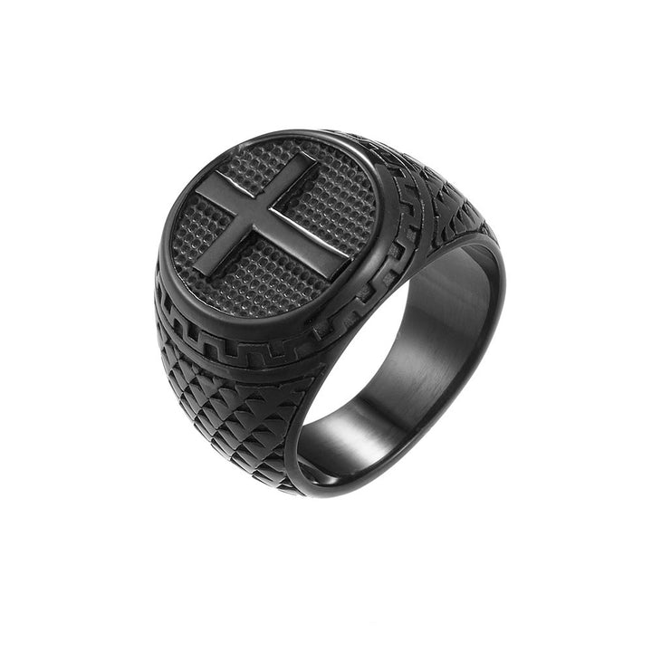 Christianartworkshop Crafted Classic Style Cross Sacred Protection Stainless Steel Ring - Black - AU Size Y（US 12） - image 3