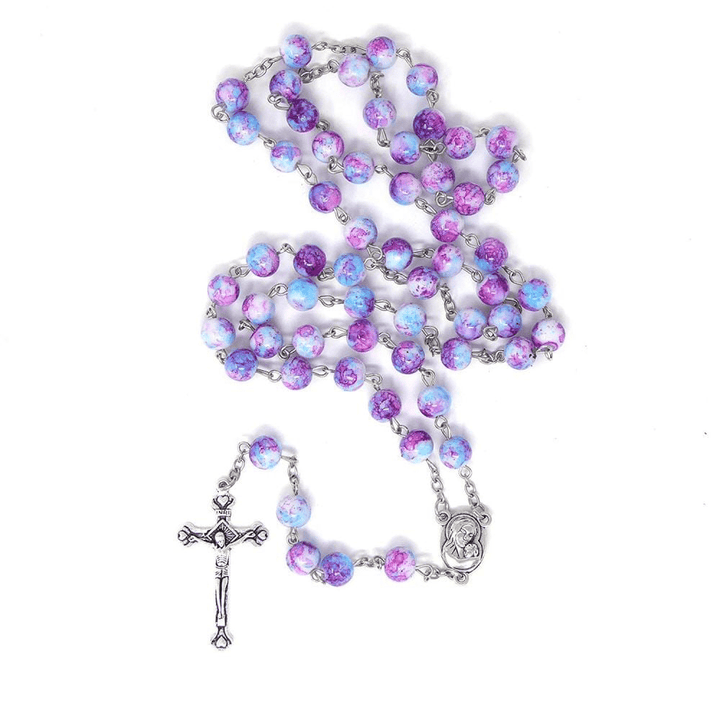 Christianartworkshop Madonna and Child & Crucifix of 8 mm Round Multicolor Acrylic Alloy Chain Rosary - image 4