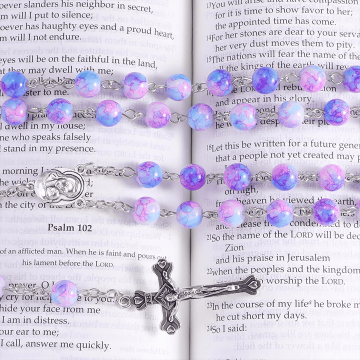 Christianartworkshop Madonna and Child & Crucifix of 8 mm Round Multicolor Acrylic Alloy Chain Rosary - image 5