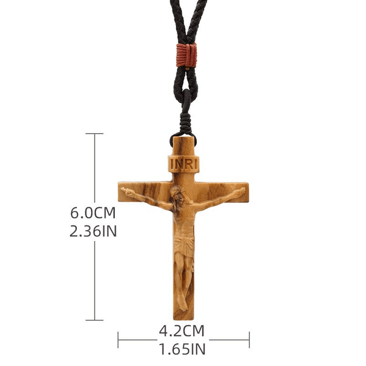 Christianartworkshop Jesus Crucifix Wooden Necklace - image 8