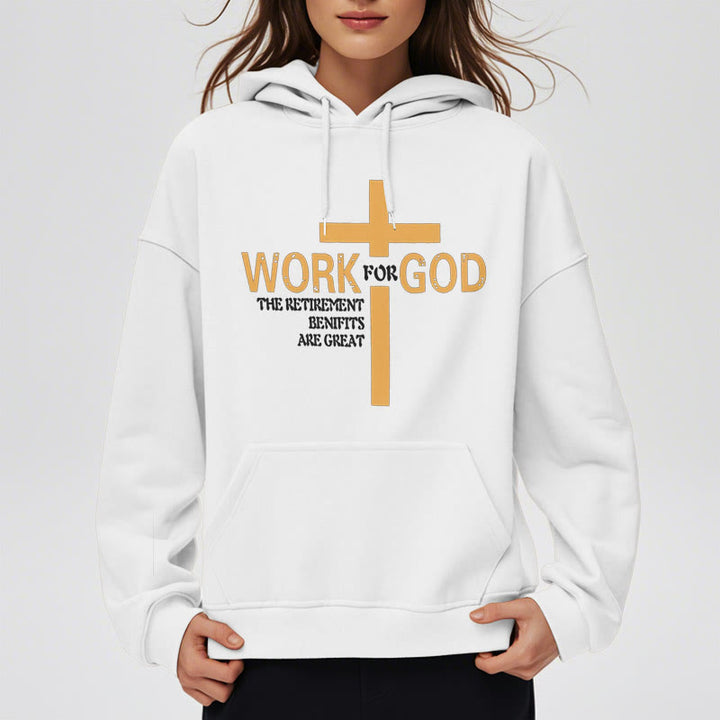 Christianartworkshop Classic Style Cross Work For God Fleece Lined Polyester Hoodie - image 6