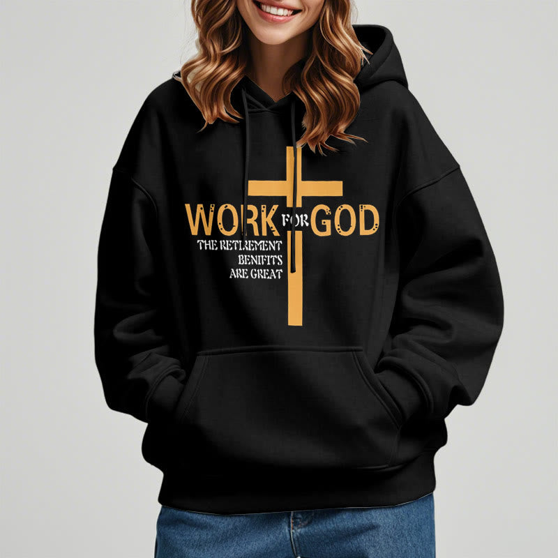 Christianartworkshop Classic Style Cross Work For God Fleece Lined Polyester Hoodie - image 1