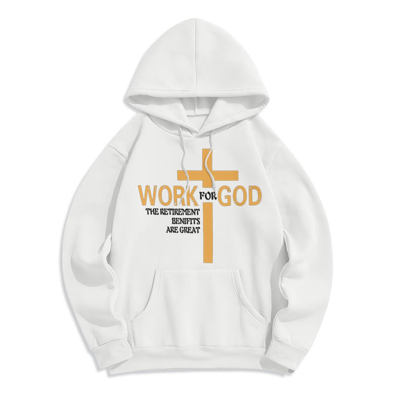 Christianartworkshop Classic Style Cross Work For God Fleece Lined Polyester Hoodie - White - 2XL - image 5