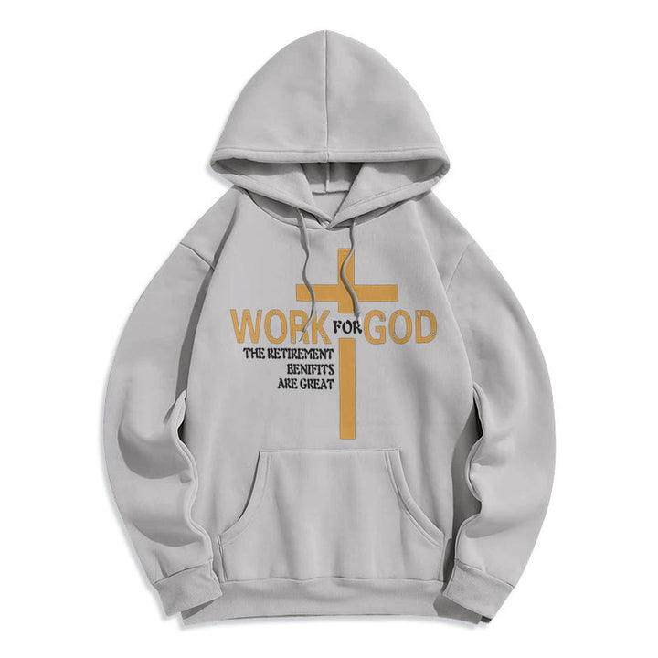 Christianartworkshop Classic Style Cross Work For God Fleece Lined Polyester Hoodie - Grey - 2XL - image 30