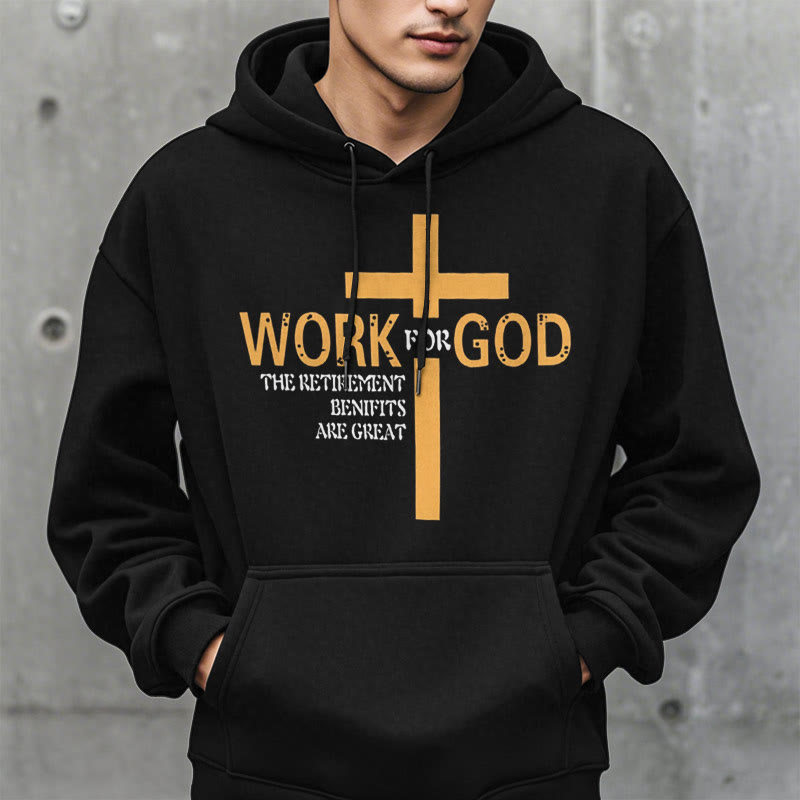 Christianartworkshop Classic Style Cross Work For God Fleece Lined Polyester Hoodie - image 2