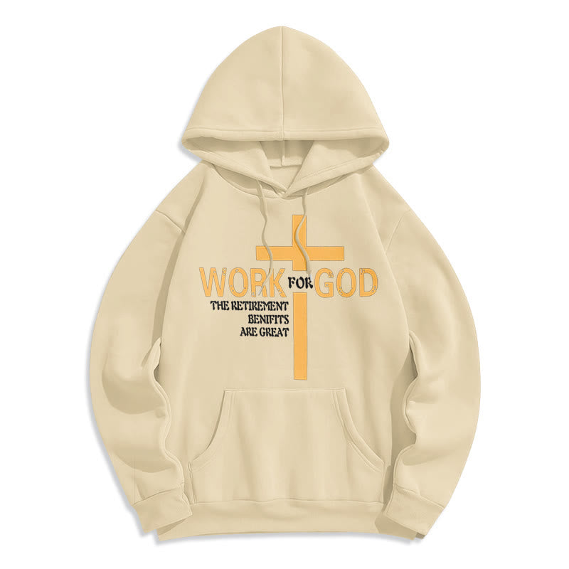 Christianartworkshop Classic Style Cross Work For God Fleece Lined Polyester Hoodie - Beige - 2XL - image 10