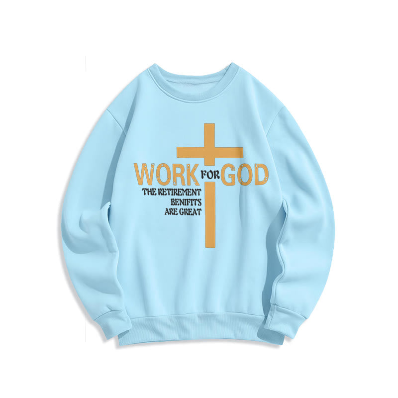 Christianartworkshop Classic Style Cross Work For God Fleece Lined Polyester Sweatshirt - Blue - 2XL - image 25