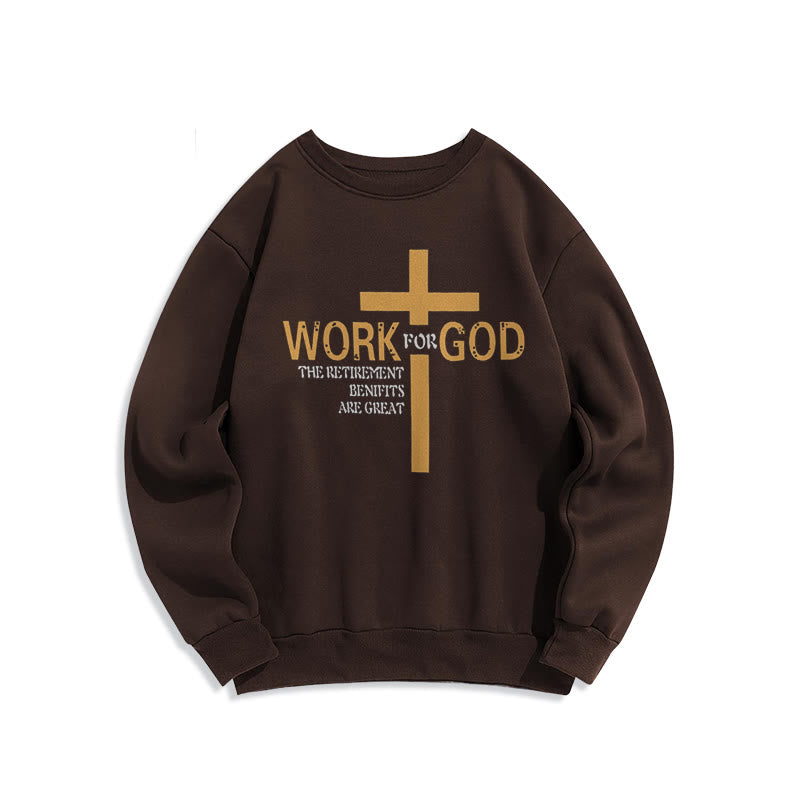 Christianartworkshop Classic Style Cross Work For God Fleece Lined Polyester Sweatshirt - Brown - 2XL - image 15