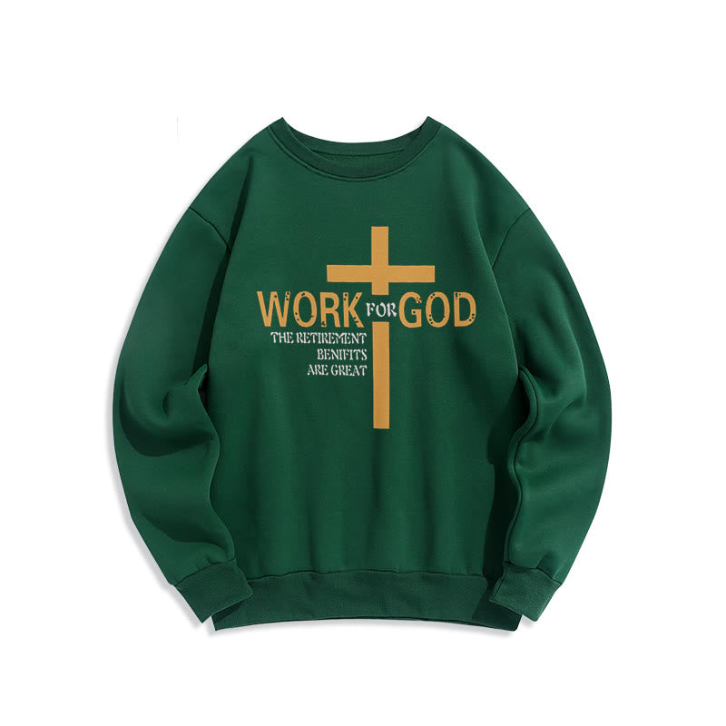 Christianartworkshop Classic Style Cross Work For God Fleece Lined Polyester Sweatshirt - Green - 2XL - image 20