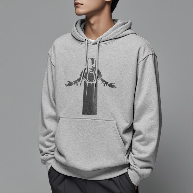 Christianartworkshop Classic Style Saint Figure Hands Open Praying Fleece Lined Polyester Hoodie - image 32