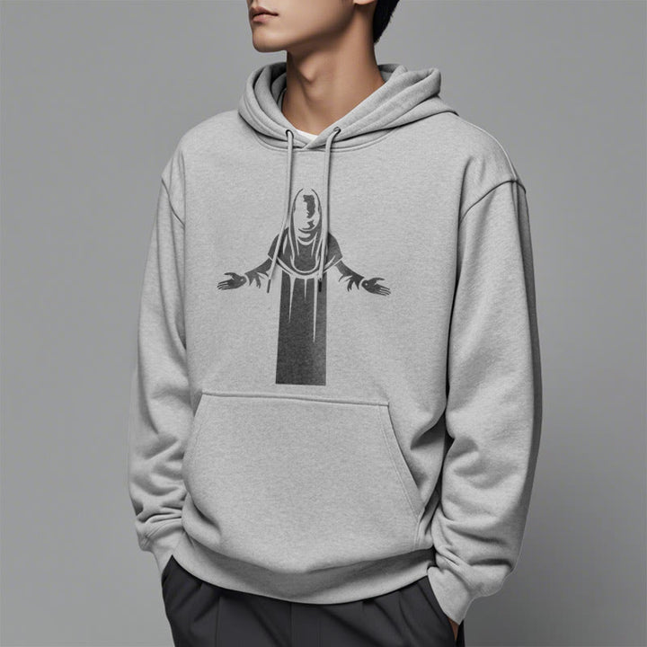 Christianartworkshop Classic Style Saint Figure Hands Open Praying Fleece Lined Polyester Hoodie - image 32