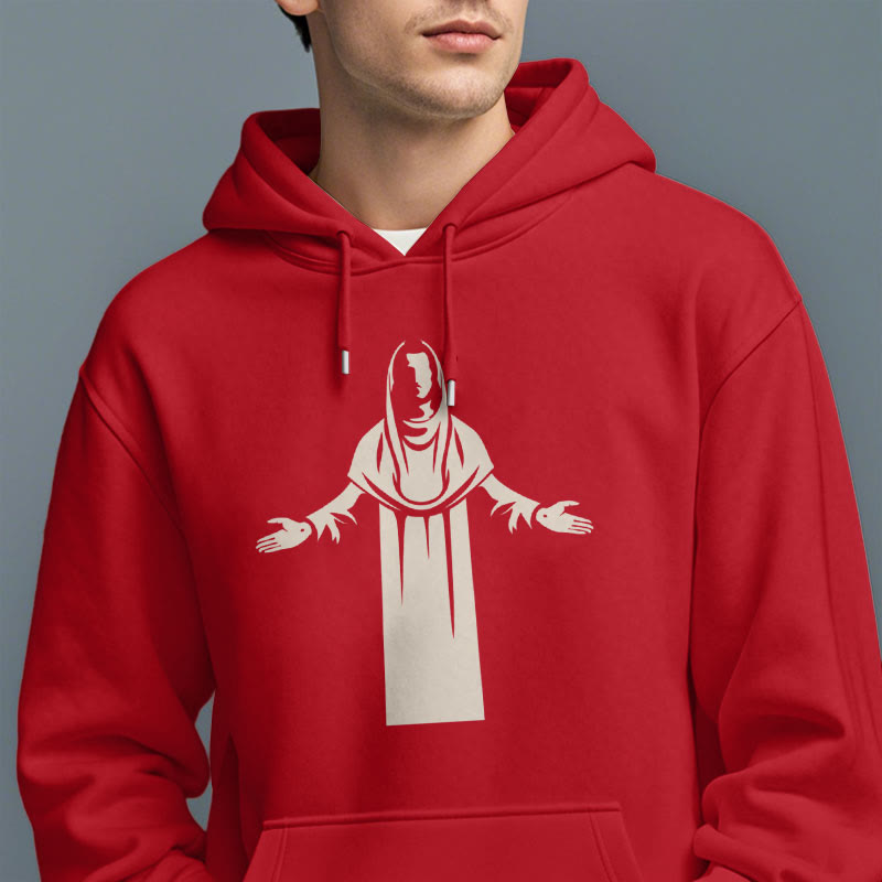 Christianartworkshop Classic Style Saint Figure Hands Open Praying Fleece Lined Polyester Hoodie - image 38