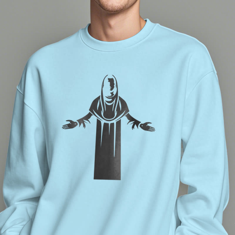 Christianartworkshop Classic Style Saint Figure Hands Open Praying Fleece Lined Polyester Sweatshirt - image 27