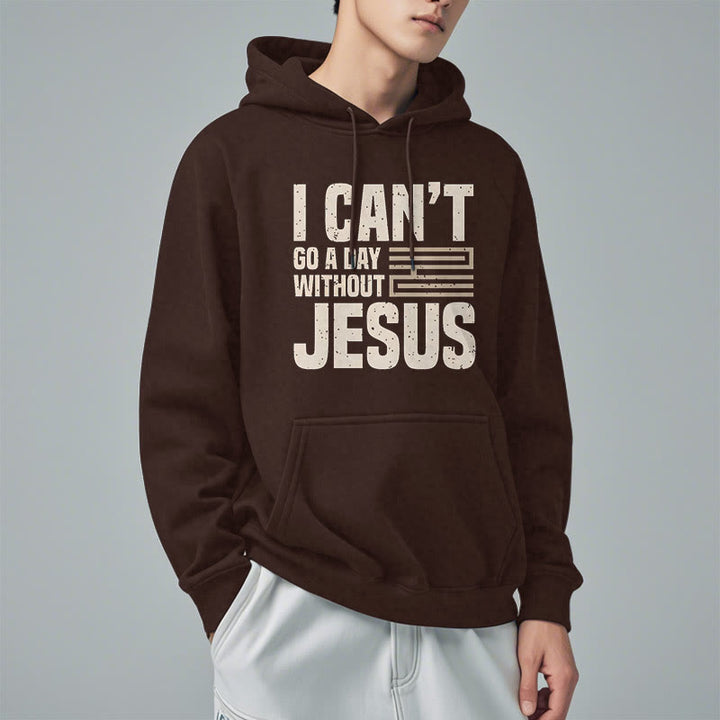Christianartworkshop Classic Style I Can't Go A Day Without Jesus Fleece Lined Polyester Hoodie - image 18