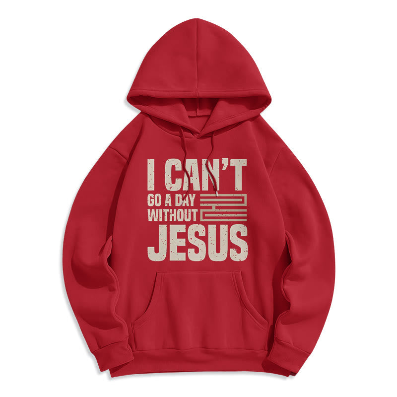 Christianartworkshop Classic Style I Can't Go A Day Without Jesus Fleece Lined Polyester Hoodie - Red - 2XL - image 35