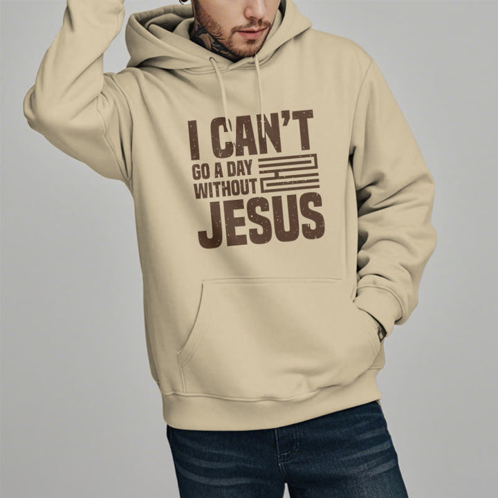 Christianartworkshop Classic Style I Can't Go A Day Without Jesus Fleece Lined Polyester Hoodie - image 13
