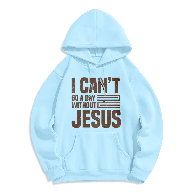 Christianartworkshop Classic Style I Can't Go A Day Without Jesus Fleece Lined Polyester Hoodie - Blue - 2XL - image 25