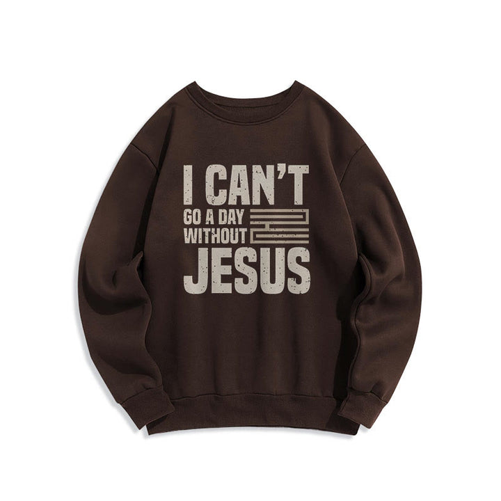 Christianartworkshop Classic Style I Can't Go A Day Without Jesus Fleece Lined Polyester Sweatshirt - Brown - 2XL - image 15