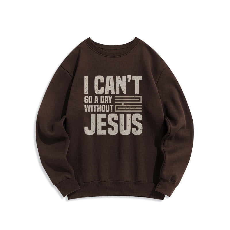 Christianartworkshop Classic Style I Can't Go A Day Without Jesus Fleece Lined Polyester Sweatshirt - Brown - 2XL - image 15