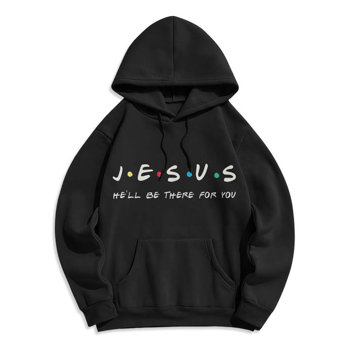Christianartworkshop Modern Style Jesus He'll Be There For You Fleece Lined Polyester Hoodie - Black - 2XL - image 5