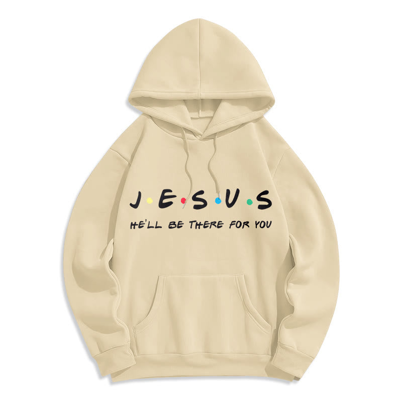 Christianartworkshop Modern Style Jesus He'll Be There For You Fleece Lined Polyester Hoodie - Beige - 2XL - image 10