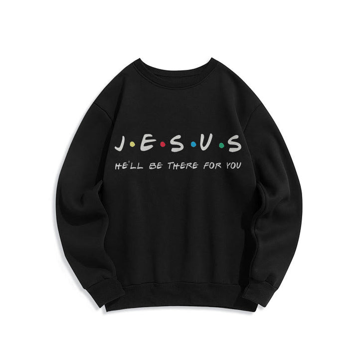 Christianartworkshop Modern Style Jesus He'll Be There For You Fleece Lined Polyester Sweatshirt - Black - 2XL - image 5