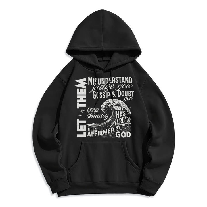 Christianartworkshop Modern Style Affirmed By God Fleece Lined Polyester Hoodie - Black - 2XL - image 5