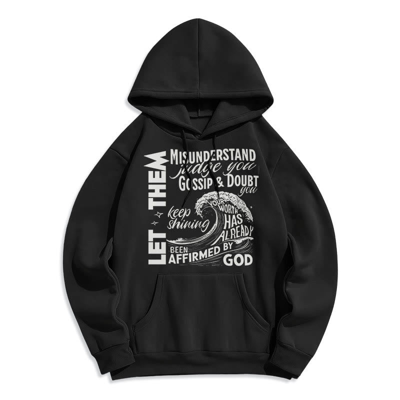 Christianartworkshop Modern Style Affirmed By God Fleece Lined Polyester Hoodie - Black - 2XL - image 5