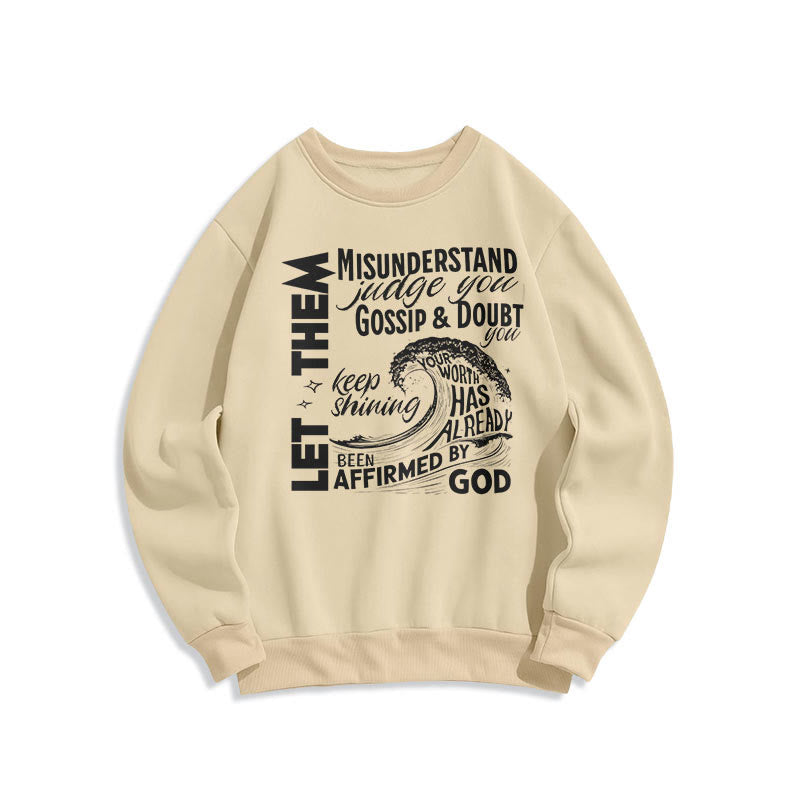 Christianartworkshop Modern Style Affirmed By God Fleece Lined Polyester Sweatshirt - Beige - 2XL - image 0