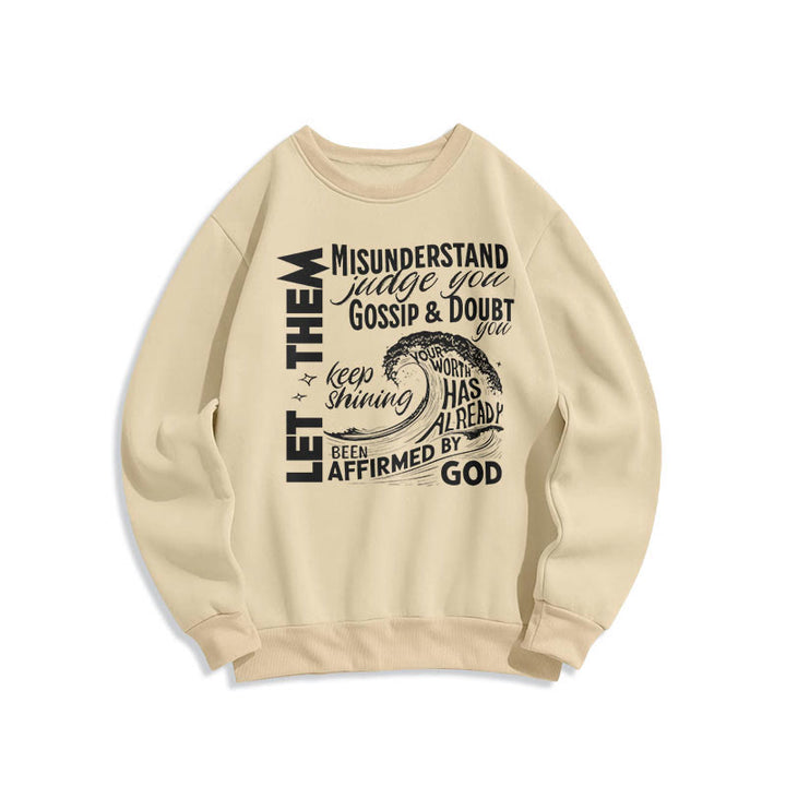 Christianartworkshop Modern Style Affirmed By God Fleece Lined Polyester Sweatshirt - Beige - 2XL - image 0
