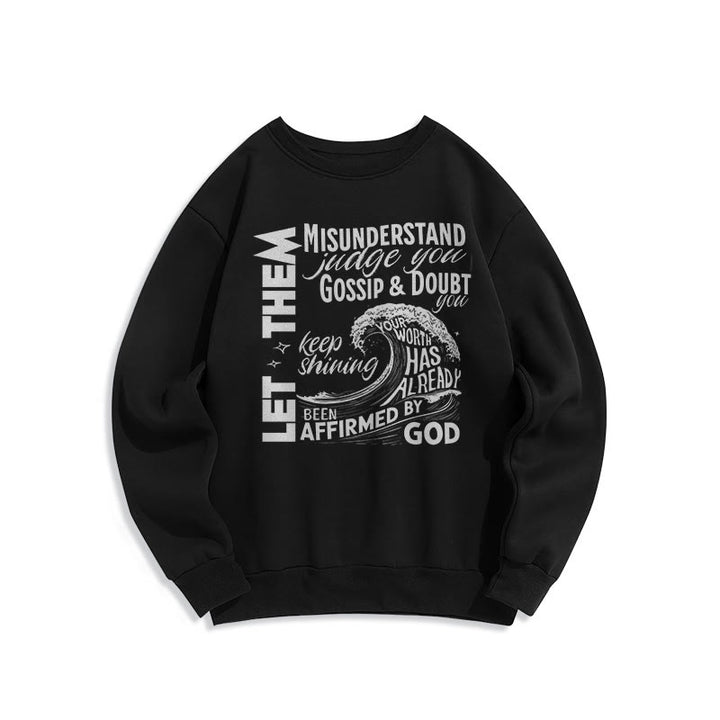 Christianartworkshop Modern Style Affirmed By God Fleece Lined Polyester Sweatshirt - Black - 2XL - image 5