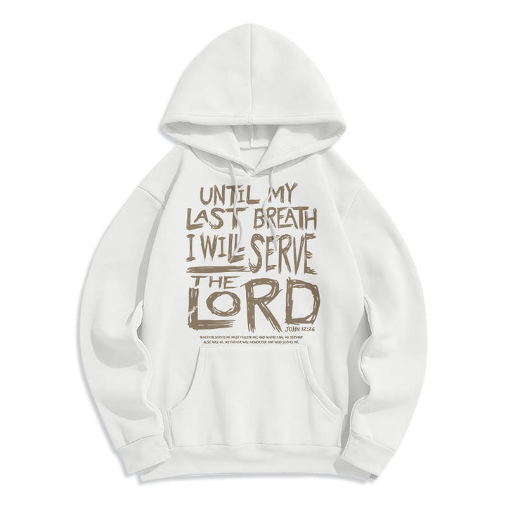 Christianartworkshop Quotation Style I Will Serve The Lord Fleece Lined Polyester Hoodie - White - 2XL - image 0